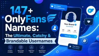 147+ OnlyFans username ideas in a modern branding design with bold typography and stylish social media-inspired visuals