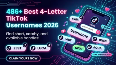486+ best 4-letter TikTok usernames with short, creative handle ideas and modern social media branding for 2026