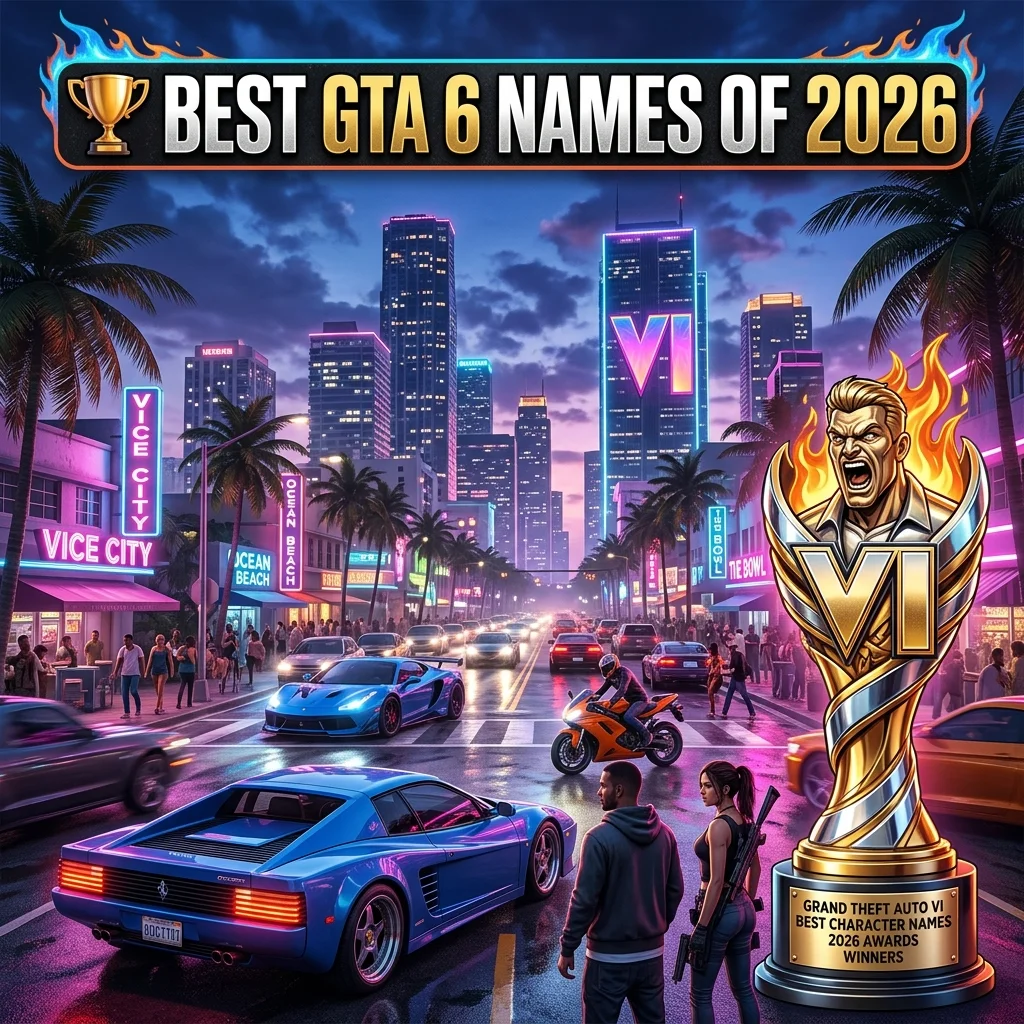 Best GTA 6 names with cool, creative, tryhard, and unique gaming IDs inspired by Vice City and Leonida in 2026