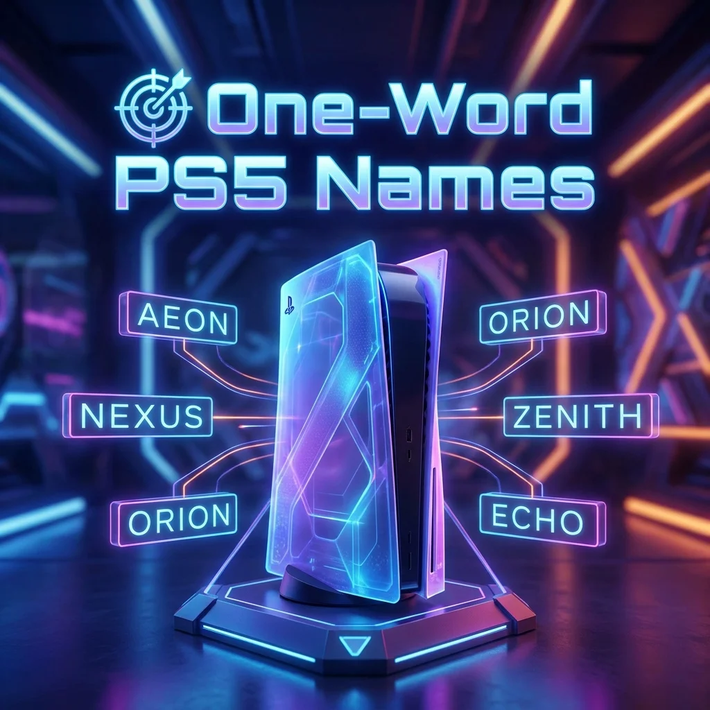 One-word PS5 names featuring cool, short, unique, and memorable PlayStation gamer name ideas