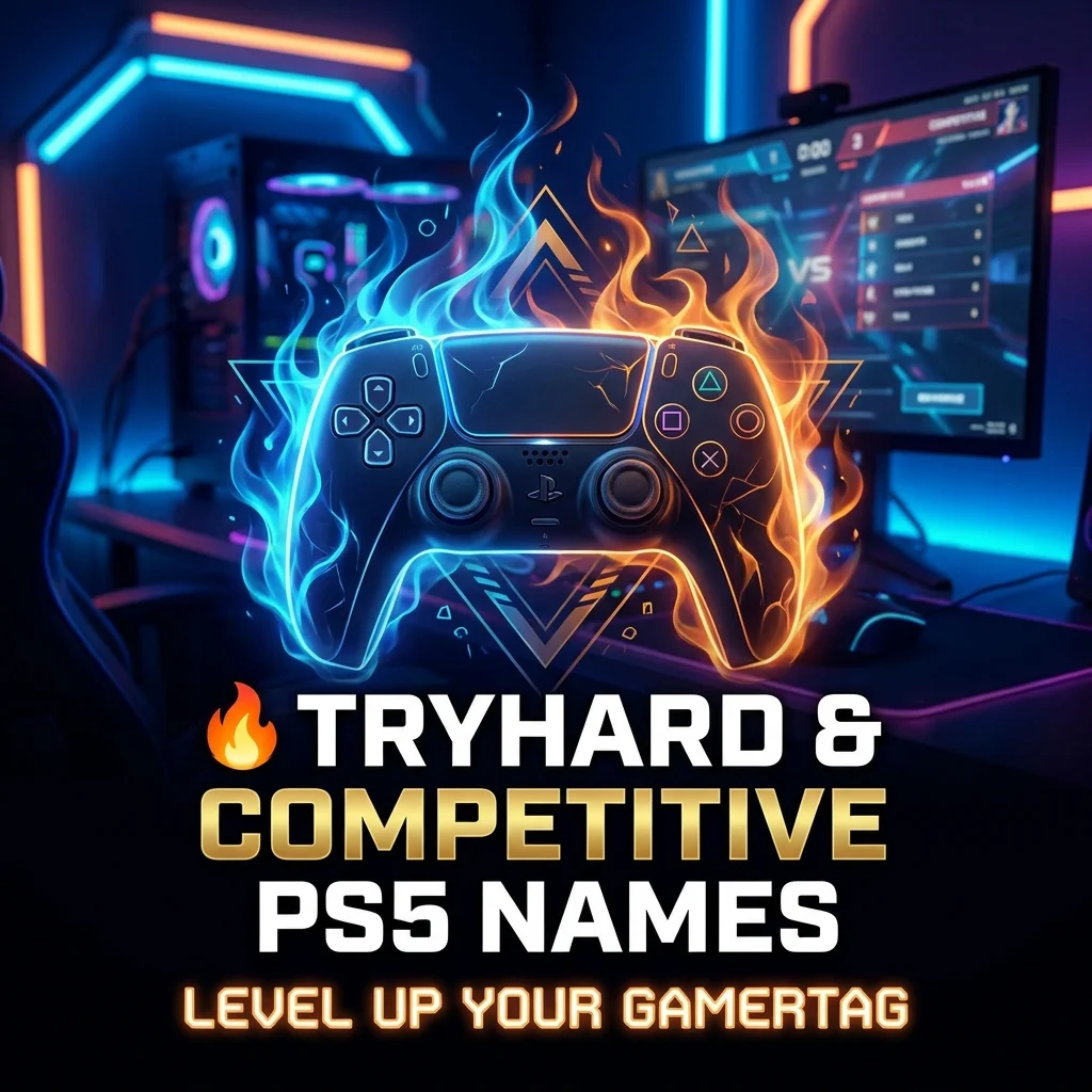 Tryhard and competitive PS5 names featuring intense, cool, bold, and powerful gamer name ideas