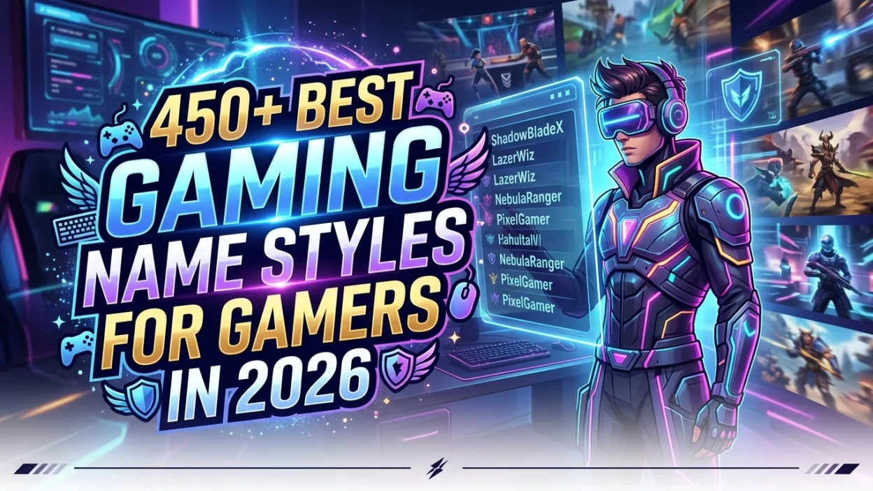 450+ gaming name styles for gamers with cool, unique, and creative name ideas in a futuristic esports design for 2026