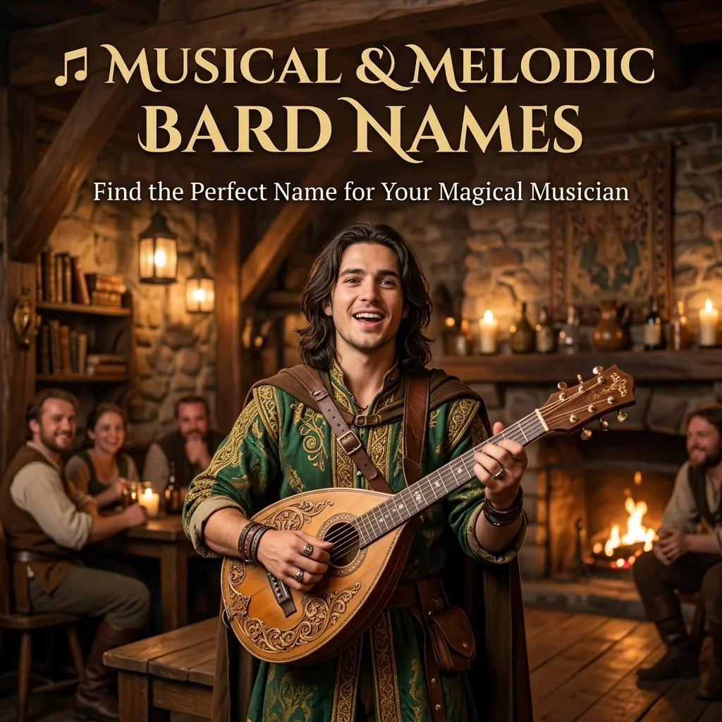 Musical and melodic bard names with creative fantasy ideas inspired by songs, melodies, instruments, and legendary performers
