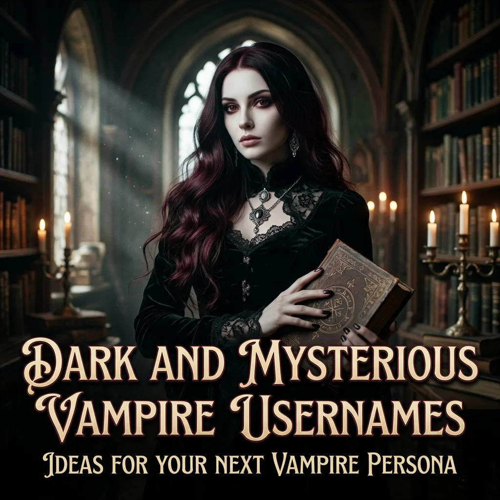 Dark and mysterious usernames with gothic, shadowy, and supernatural themes for gaming and social media