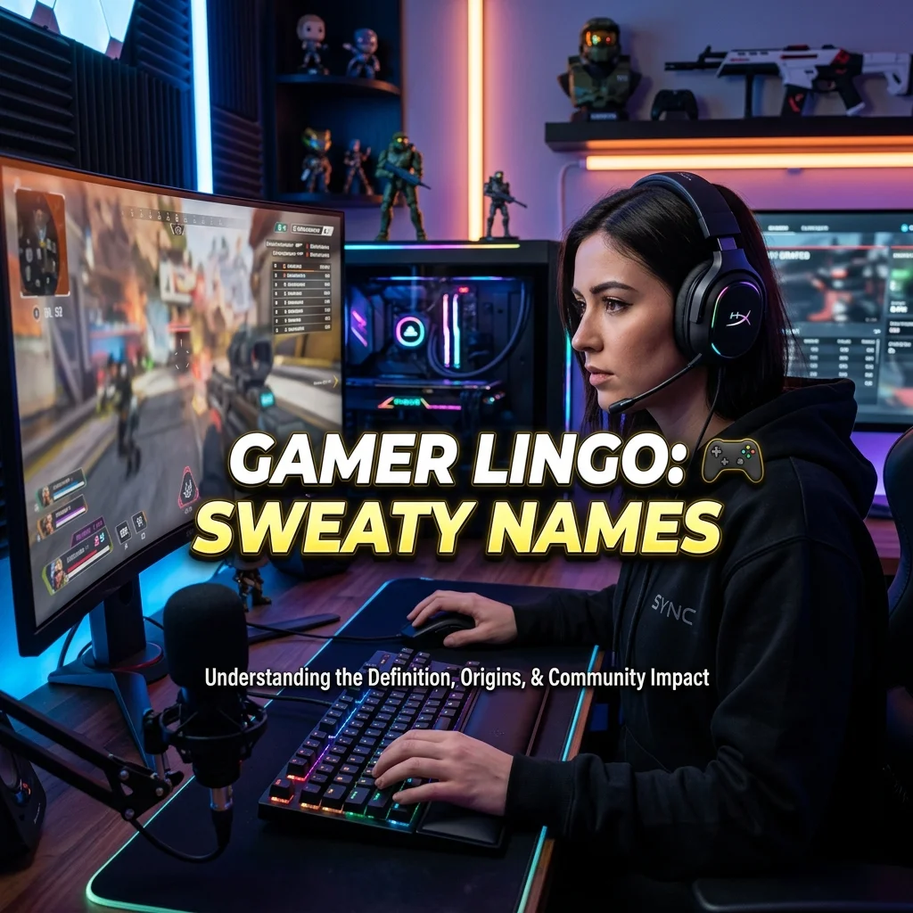 Gamer lingo sweaty names with competitive, tryhard, cracked, clutch, meta, and pro-style ideas for gamers