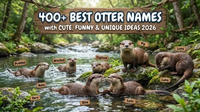 400+ best otter names with cute, funny, and unique pet name ideas featuring adorable otters in a playful nature theme