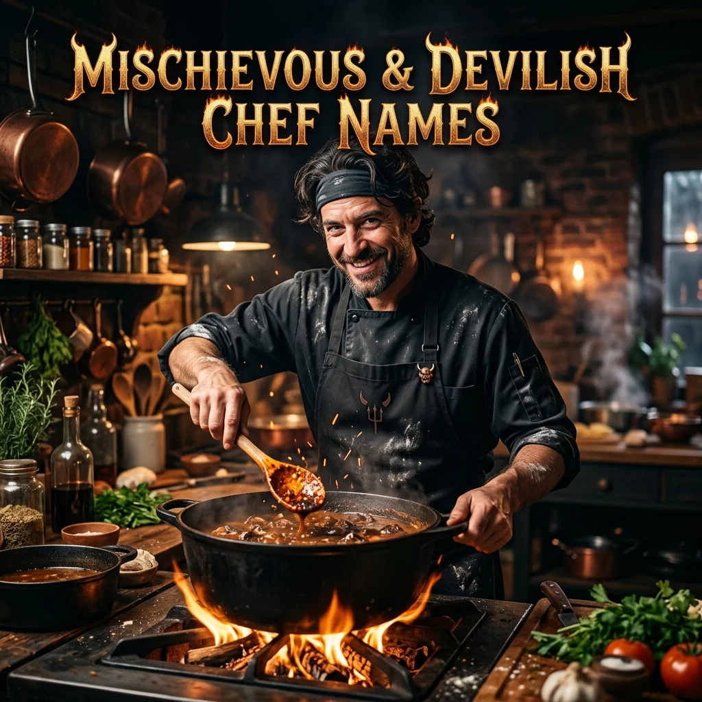 Mischievous and devilish chef names with funny, bold, clever, wicked, spicy, and creative ideas