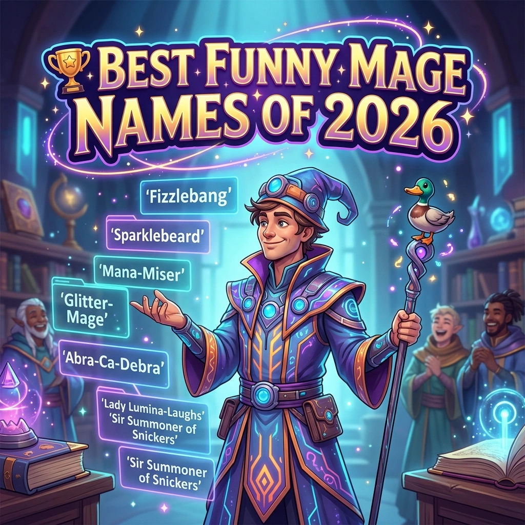 Best funny mage names of 2026 with hilarious, creative, magical, wizard, sorcerer, and fantasy-inspired ideas