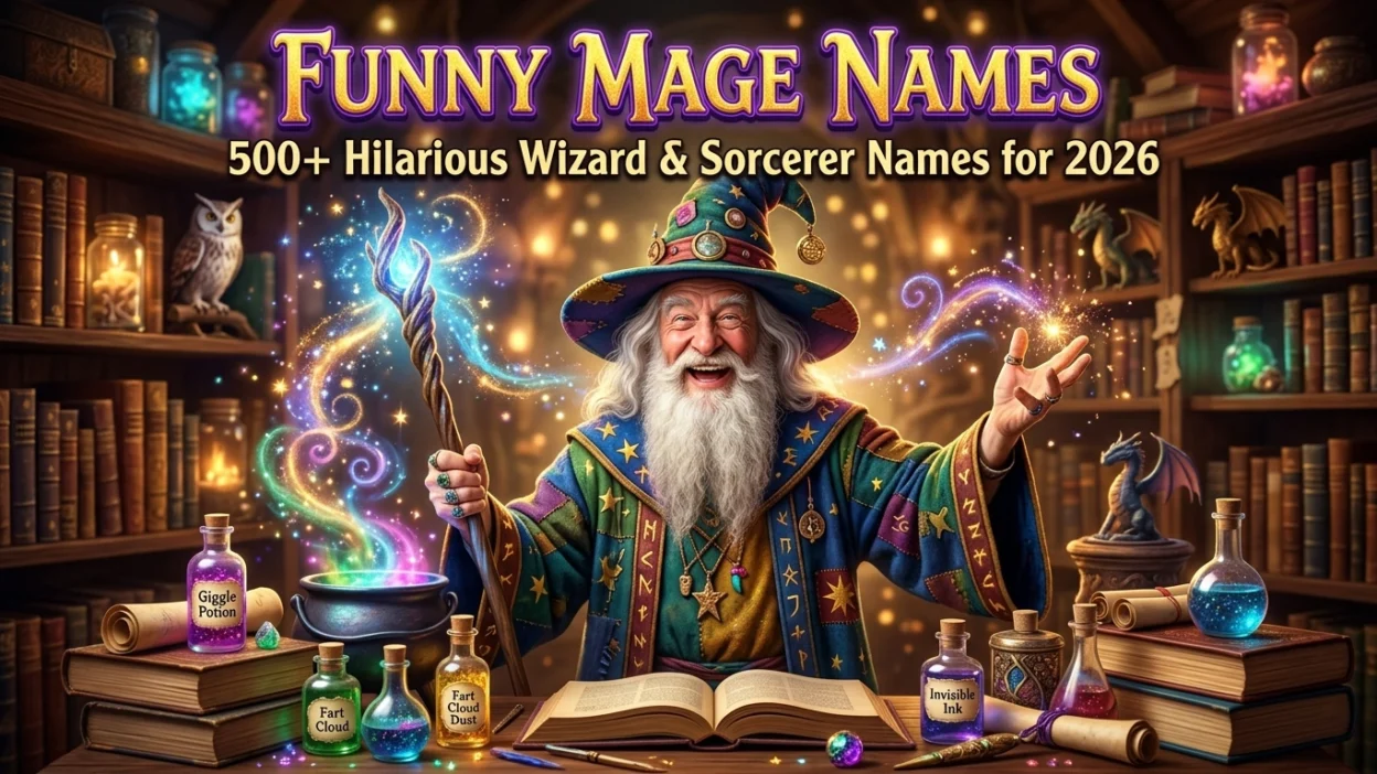 500+ funny mage names with hilarious, creative, wizard, sorcerer, magical, and fantasy-inspired ideas for 2026