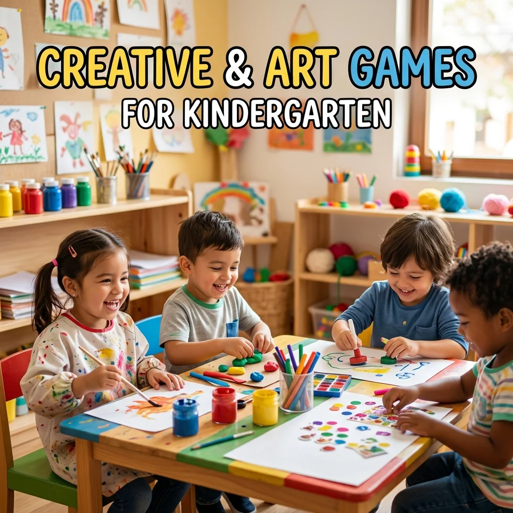 Creative and art games for kindergarten with fun drawing, painting, coloring, crafting, and imaginative learning activities
