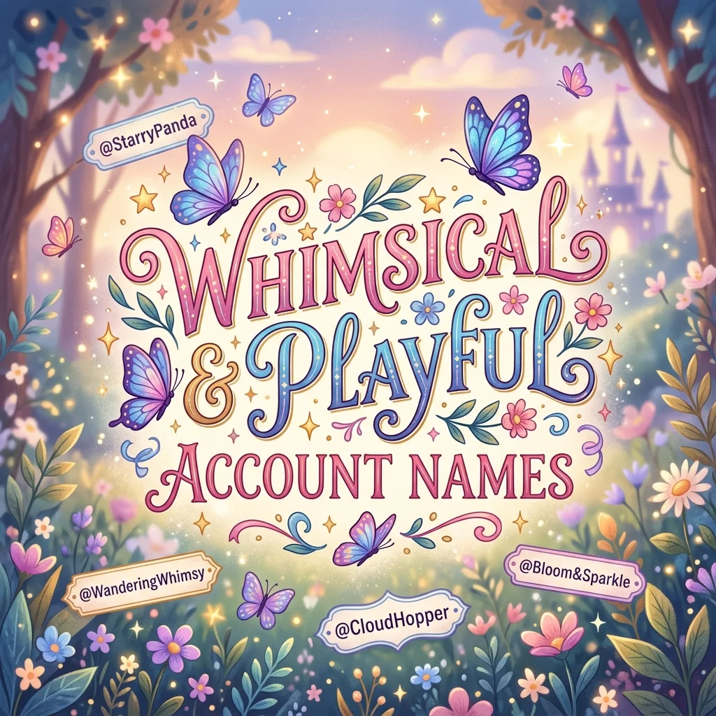 Whimsical and playful account names with cute, fun, creative, quirky, and unique ideas for Instagram
