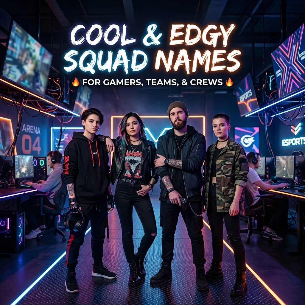 Cool and edgy squad names with bold, stylish, fierce, and unique ideas for gaming groups and teams