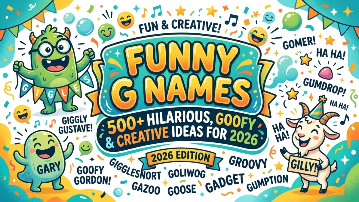 500+ funny G names for 2026 with hilarious, goofy, clever, silly, and creative ideas for gaming, usernames, and profiles