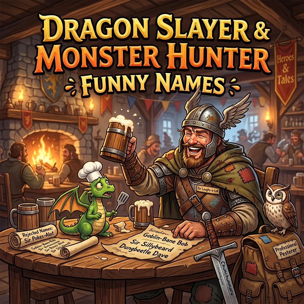 Dragon Slayer and Monster Hunter funny gaming names with hilarious, epic, fierce, clever, and unique ideas for gamers
