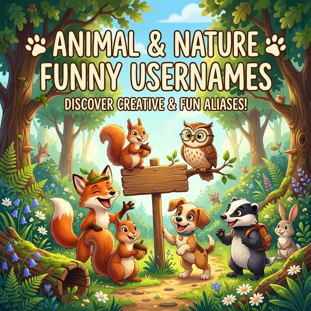 Animal and nature funny usernames with hilarious, clever, cute, pun-based, and playful ideas for gaming and social media