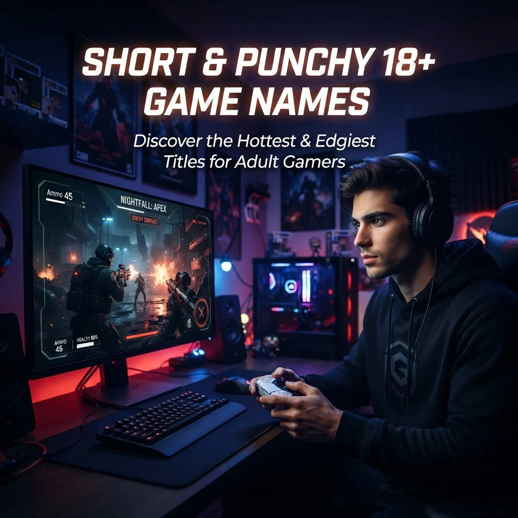 Short and punchy 18+ game names with cool, edgy, funny, and mature ideas