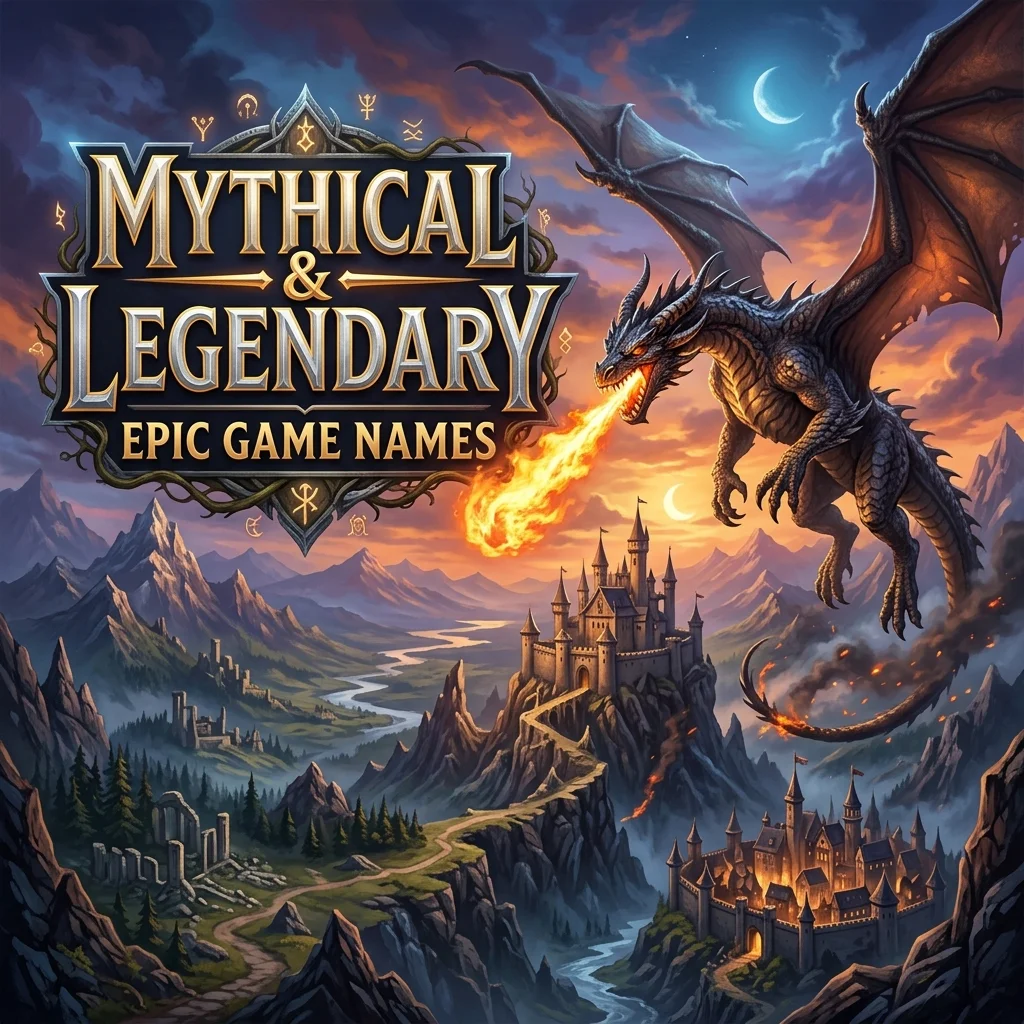 Mythical and legendary epic game names with powerful, fantasy-inspired, heroic, and unique ideas for gamers in 2026