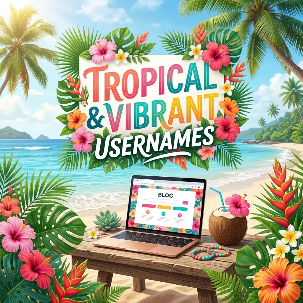 Tropical and vibrant usernames with colorful, aesthetic, fun, creative, and unique ideas for Instagram