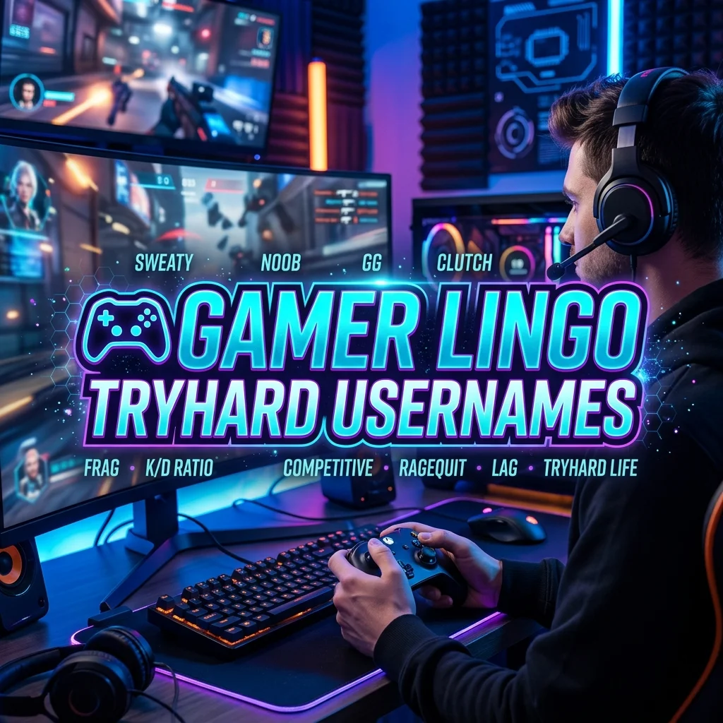 Gamer lingo tryhard usernames with sweaty, competitive, cracked, clutch, grind, meta, and pro-style ideas