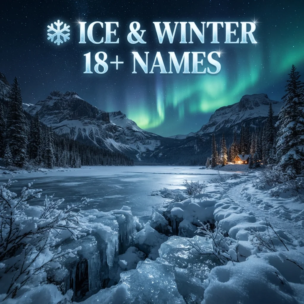 Ice and winter 18+ names with cool, edgy, bold, and frosty ideas
