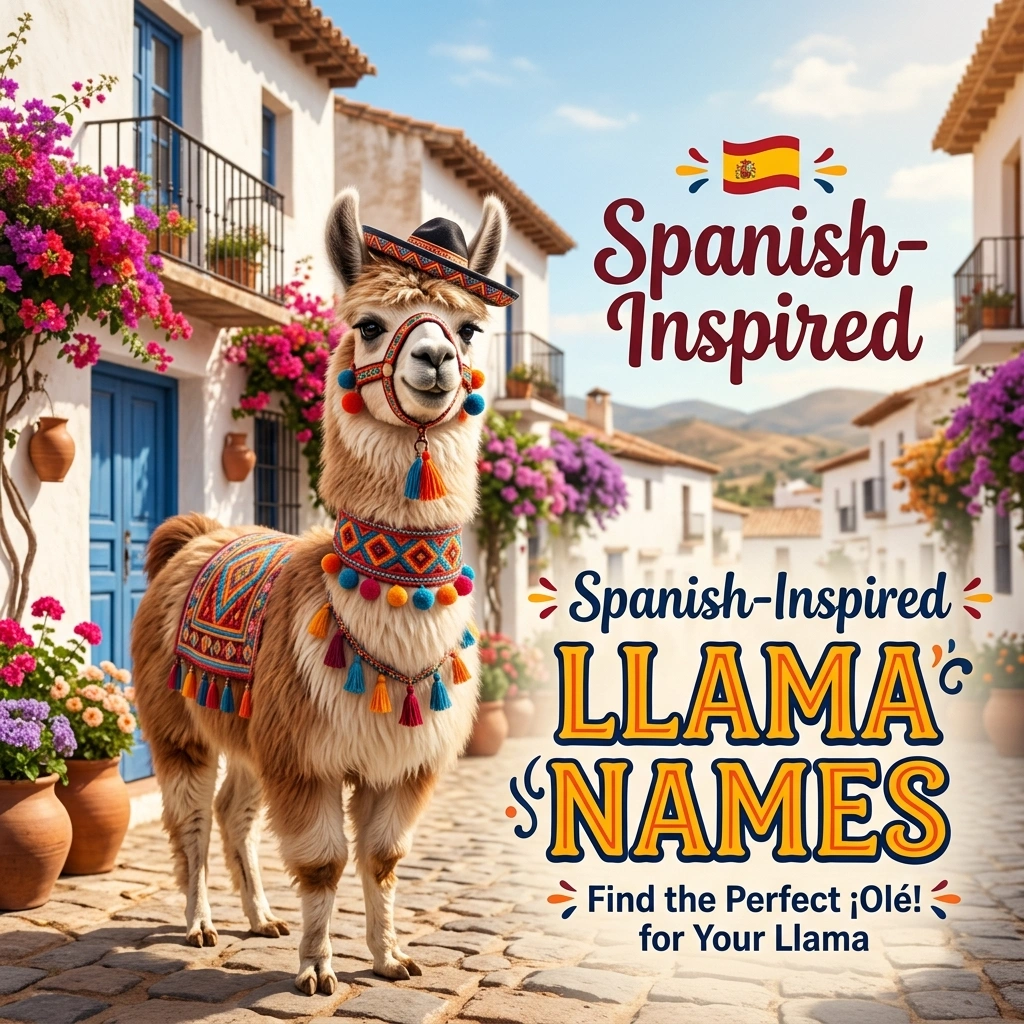 Spanish-inspired llama names with cute, funny, unique, traditional, colorful, and creative ideas for llamas