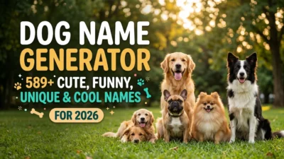 Dog name generator with 589+ cute, funny, unique and cool names for 2026